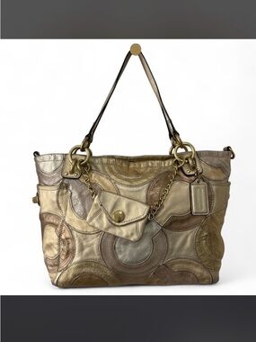 Coach Metallic Patchwork Leather Tote